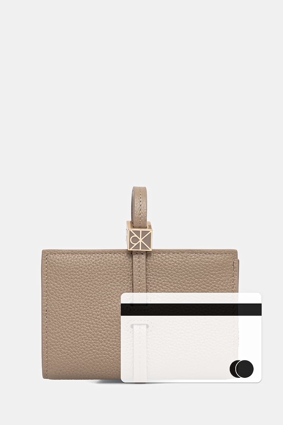 Calvin Klein portfel damski skórzany LV04F1130G beżowy