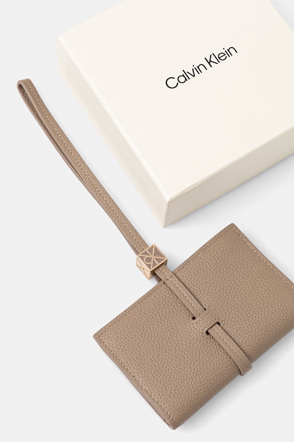 Calvin Klein portfel damski skórzany beżowy LV04F1130G