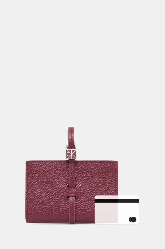 Calvin Klein portfel damski skórzany LV04F1130G bordowy