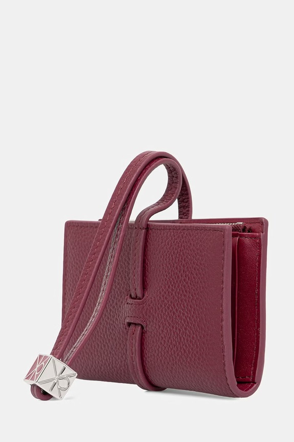 Calvin Klein portfel damski skórzany LV04F1130G bordowy SS26