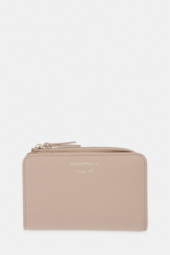 Emporio Armani portafoglio in pelle pelle fiore beige EW000369.AF19568