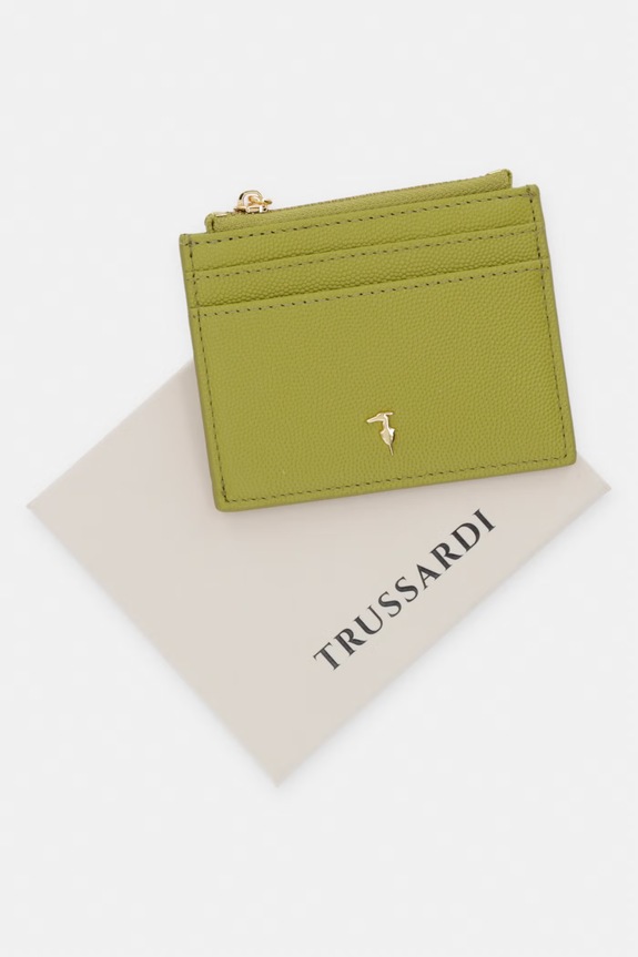 Δερμάτινη θήκη για κάρτες Trussardi πράσινο I023E000129N