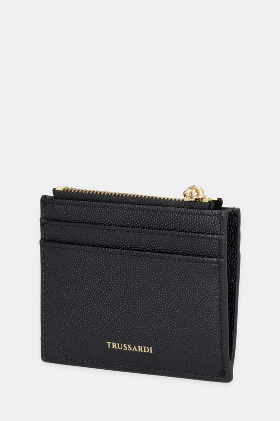 Δερμάτινη θήκη για κάρτες Trussardi I023E000129N μαύρο SS26