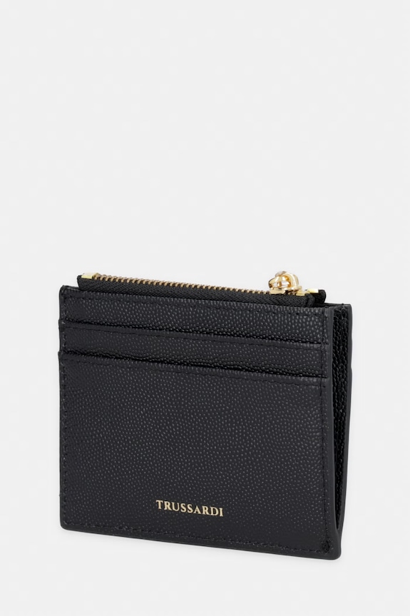 Δερμάτινη θήκη για κάρτες Trussardi I023E000129N μαύρο SS26