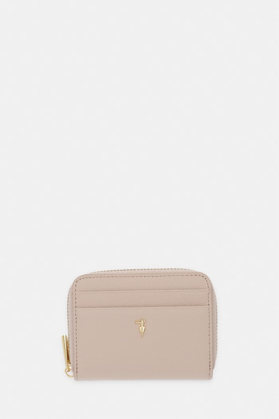 Δερμάτινο πορτοφόλι Trussardi λείο δέρμα μπεζ I041E000128N