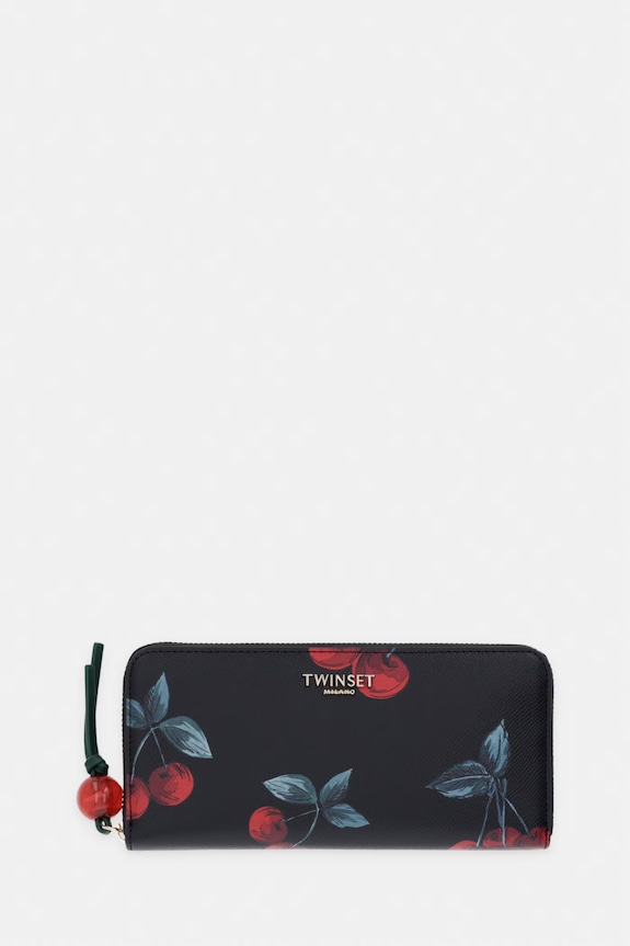 Twinset portfel damski z imitacji skóry czarny 261TL8031
