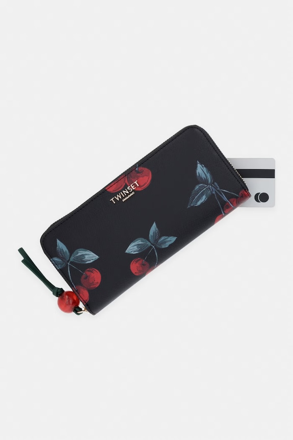 Twinset portfel damski z imitacji skóry czarny 261TL8031
