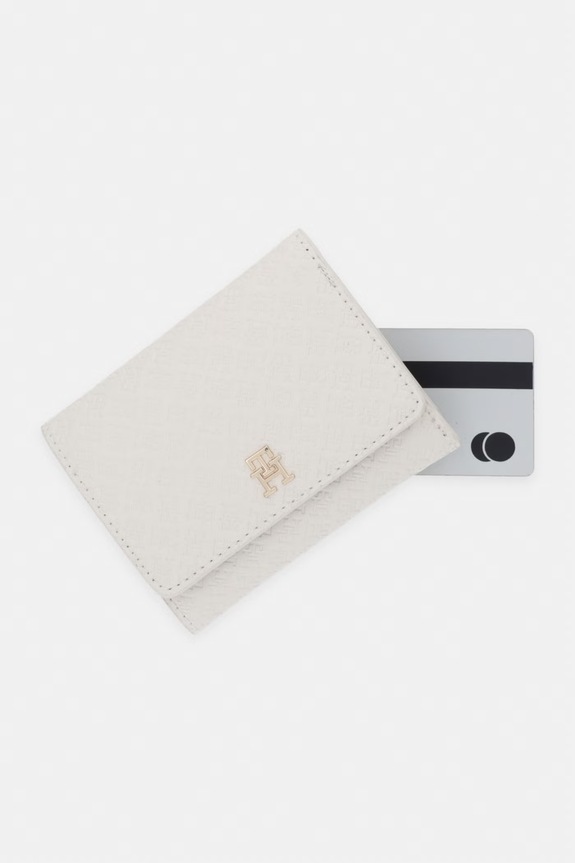 Tommy Hilfiger portfel damski z imitacji skóry beżowy AW0AW18484