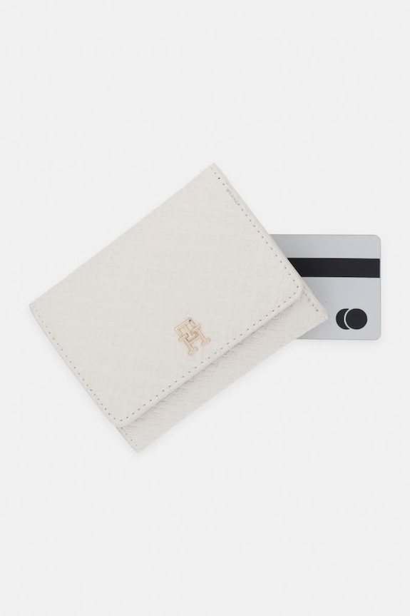 Tommy Hilfiger portfel damski z imitacji skóry beżowy AW0AW18484