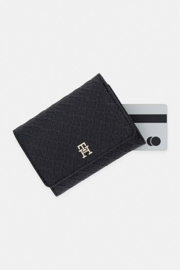 Tommy Hilfiger portfel damski z imitacji skóry czarny AW0AW18484