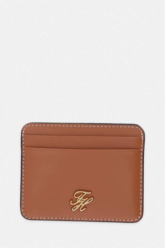 Tommy Hilfiger custodia per le carte da donna in pelle marrone AW0AW18491