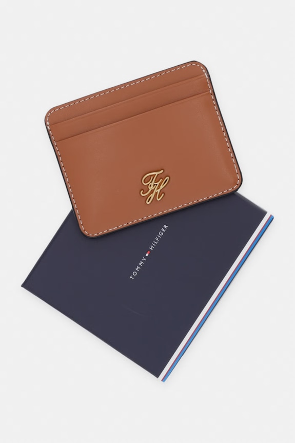 Tommy Hilfiger custodia per le carte da donna in pelle marrone AW0AW18491