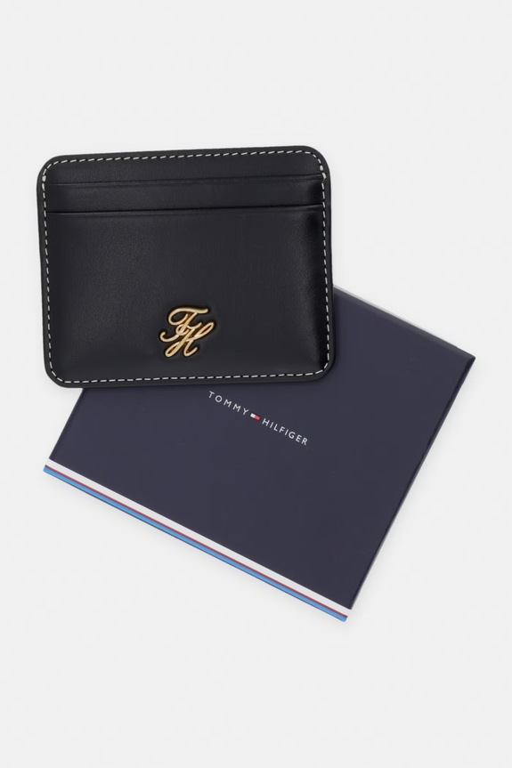 Tommy Hilfiger női bőr kártyatok fekete AW0AW18491