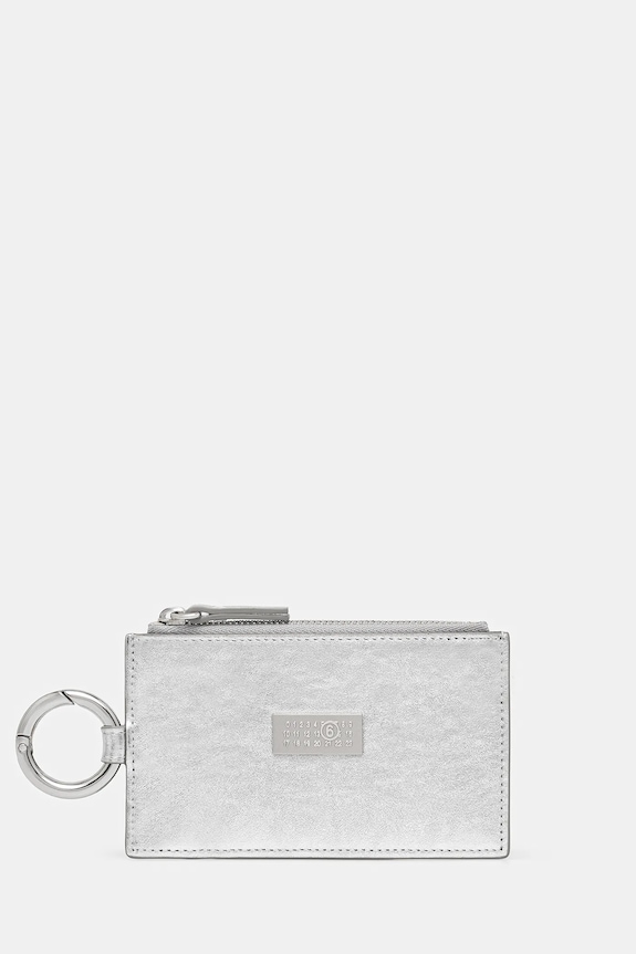 Δερμάτινο πορτοφόλι MM6 Maison Margiela λείο δέρμα γκρί SA6UI0031.P8874.T9002