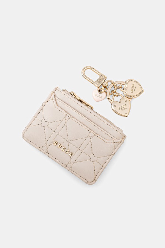Peněženka a klíčenka Guess imitace kůže béžová GFBOXW.P6202
