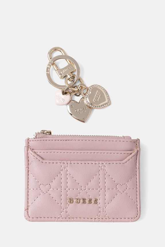 Peněženka a klíčenka Guess imitace kůže růžová GFBOXW.P6202