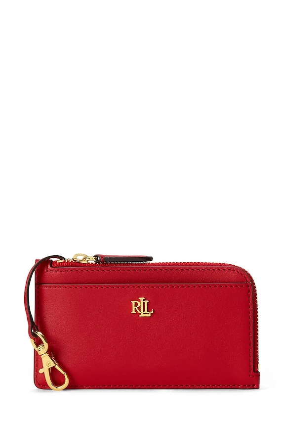 Lauren Ralph Lauren portfel damski skórzany czerwony 432P10421