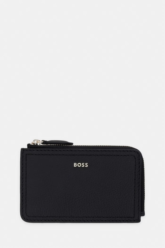BOSS portfel damski skórzany Lenah Zip Cardholder czarny 50563424