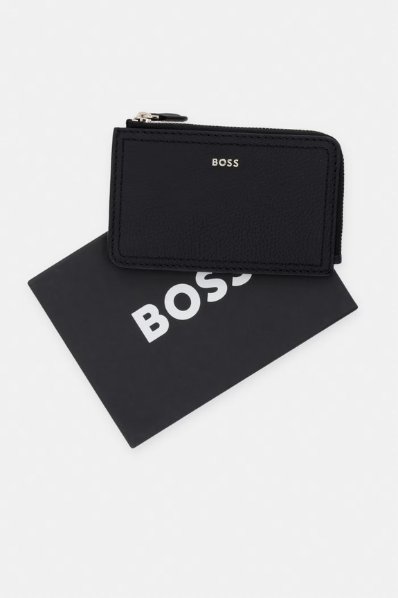 BOSS portfel damski skórzany Lenah Zip Cardholder 50563424 czarny