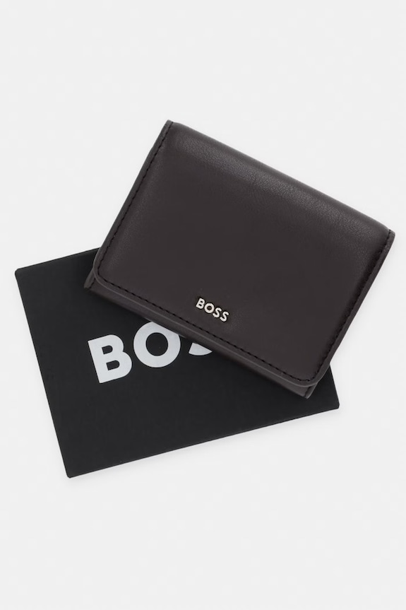 BOSS portfel damski skórzany NUMAH Flap Cardholde 50564186 brązowy