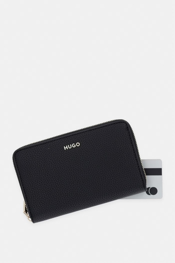 HUGO portfel damski z imitacji skóry Orin_Wallet Zip Ar. czarny 50563023