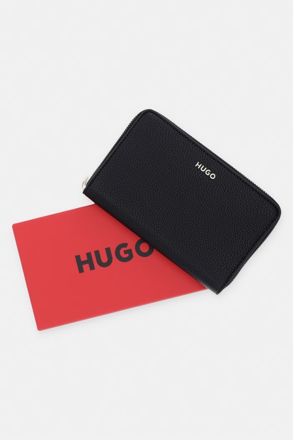 HUGO portfel damski z imitacji skóry Orin_Wallet Zip Ar. 50563023 czarny