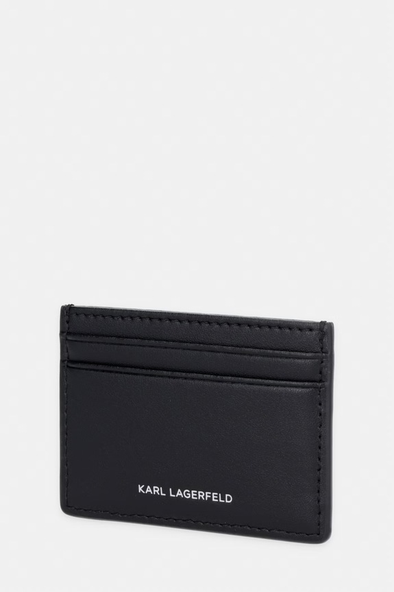 Karl Lagerfeld portcard pentru femei, din piele IKON B2W32040 negru SS26