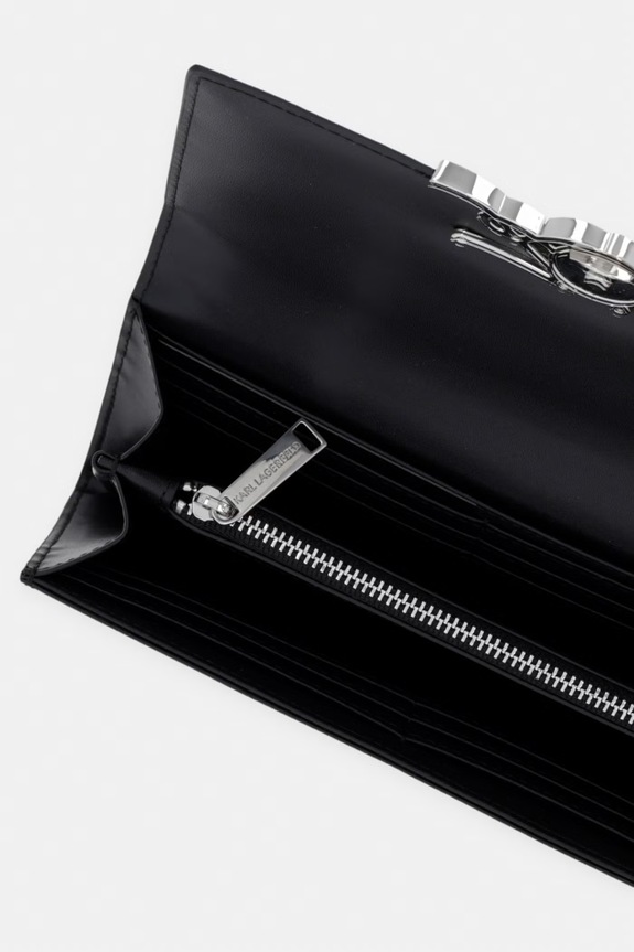 Doplnky Karl Lagerfeld peňaženka dámska kožená K/SIGNATURE B2W32014 čierna