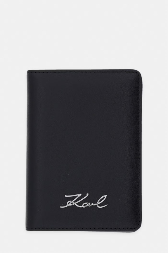 Karl Lagerfeld husă pentru pașaport pentru femei, din piele K/SIGNATURE negru B2W32069