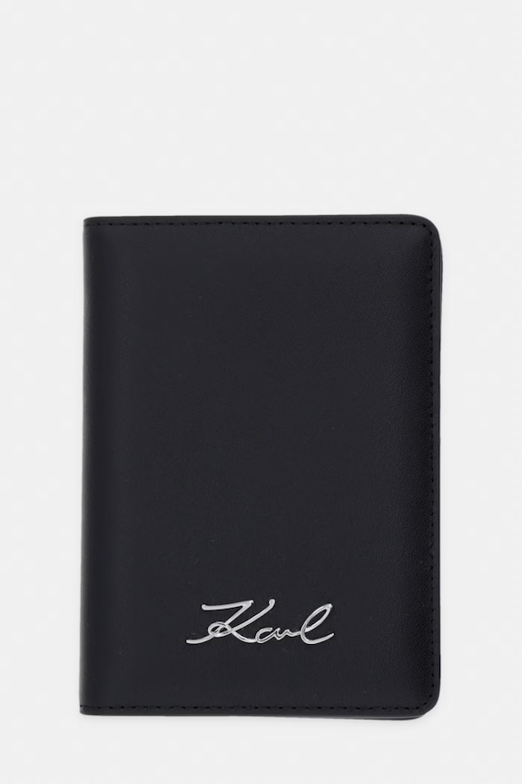 Karl Lagerfeld husă pentru pașaport pentru femei, din piele K/SIGNATURE negru B2W32069