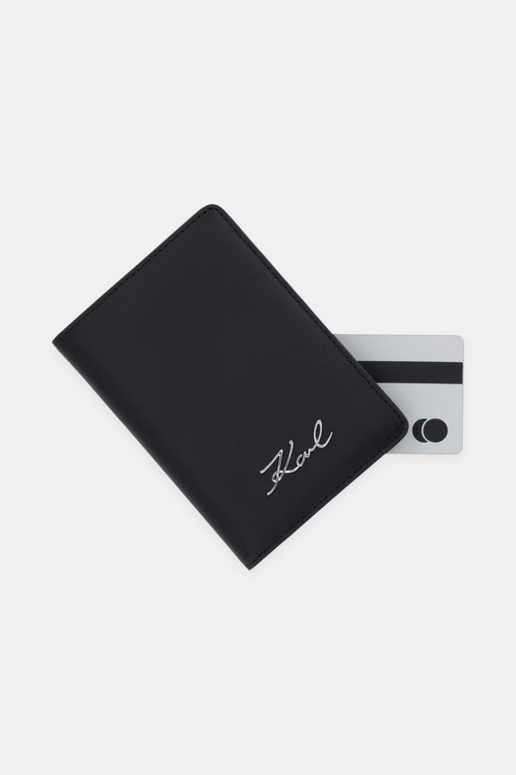 Karl Lagerfeld husă pentru pașaport pentru femei, din piele K/SIGNATURE negru B2W32069