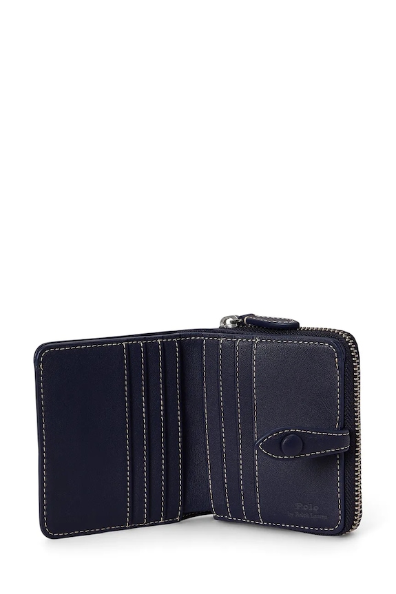 Akcesoria Polo Ralph Lauren portfel damski skórzany 427P10990 granatowy