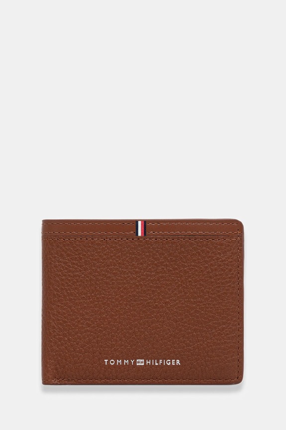 Δερμάτινο πορτοφόλι Tommy Hilfiger λείο δέρμα καφέ AM0AM13971