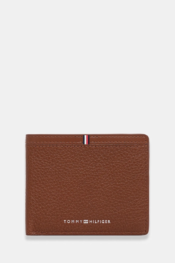 Δερμάτινο πορτοφόλι Tommy Hilfiger λείο δέρμα καφέ AM0AM13971