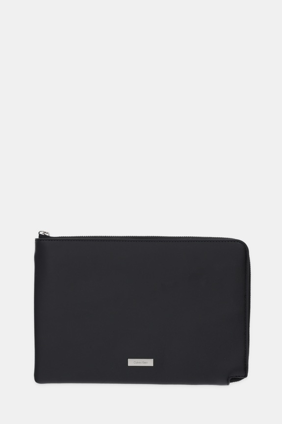 Calvin Klein borsetă de piele uni negru LV04D1110G