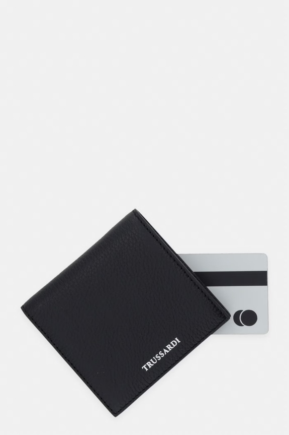 Δερμάτινο πορτοφόλι Trussardi μαύρο I018E000106N