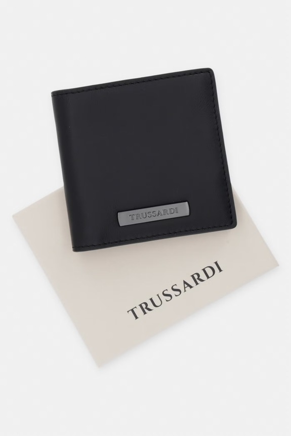 Δερμάτινο πορτοφόλι Trussardi I074E000125N μαύρο