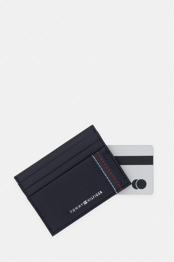 Doplnky Tommy Hilfiger puzdro na karty pánske kožené AM0AM14228 tmavomodrá