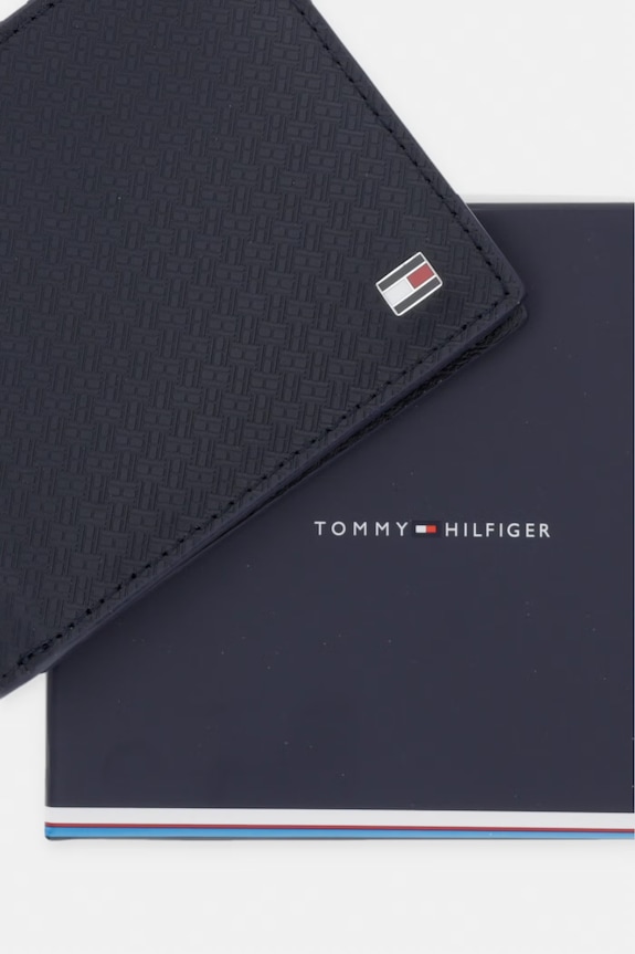 Tommy Hilfiger peňaženka pánska kožená AM0AM14241 tmavomodrá
