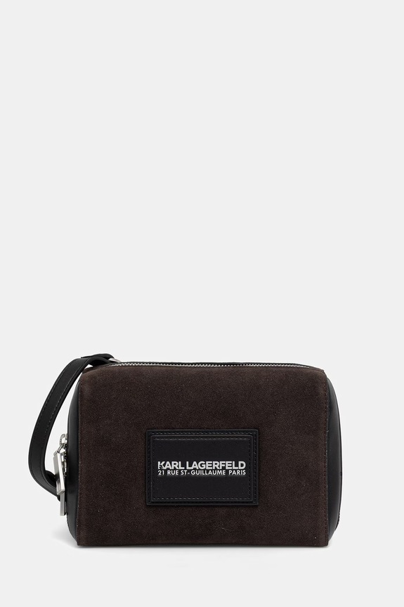 Karl Lagerfeld saszetka męska z imitacji zamszu brązowy B2M30200