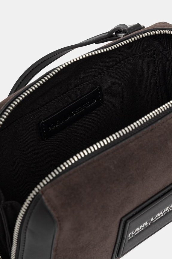 Karl Lagerfeld saszetka męska z imitacji zamszu B2M30200 brązowy