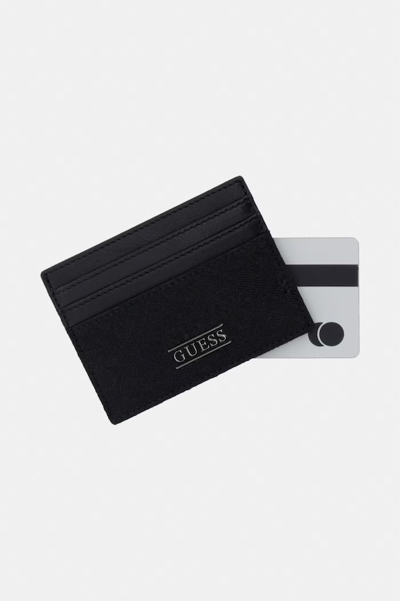 Accesorii Guess card-holder pentru bărbați, din piele BOSTON SMBOLJ.LEA25 negru
