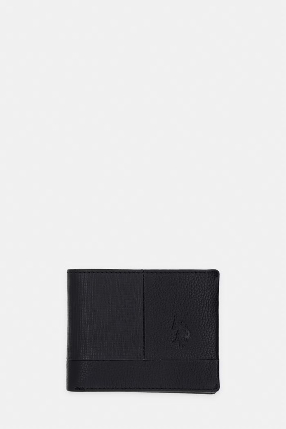 Шкіряний гаманець U.S. Polo Assn. MANSFIELD лицьова шкіра чорний WEU7M2702MHA