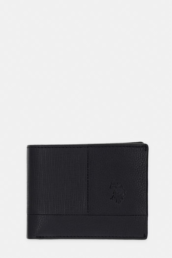 Δερμάτινο πορτοφόλι U.S. Polo Assn. MANSFIELD λείο δέρμα μαύρο WEU7M2704MHA