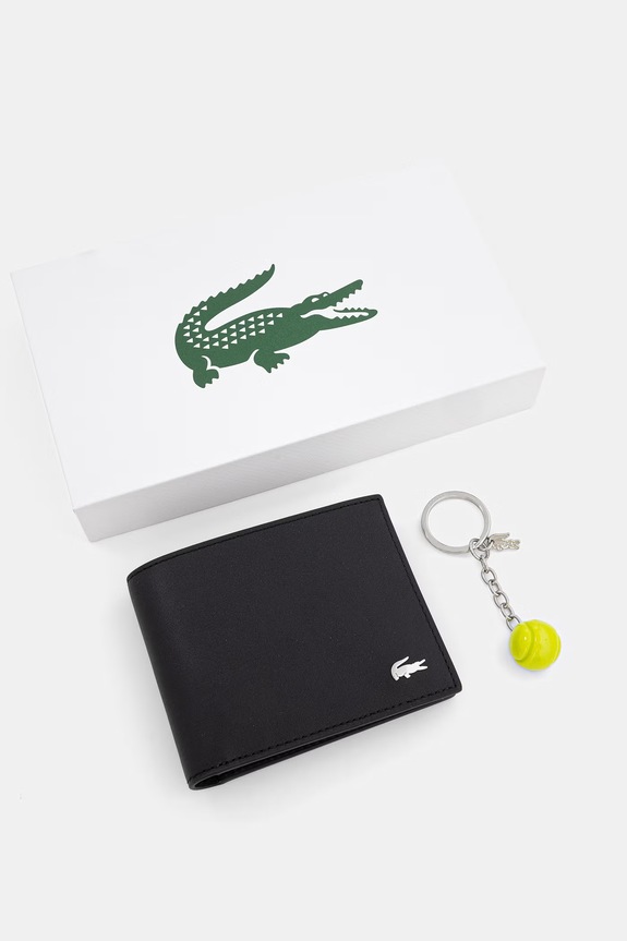 Lacoste portfel skórzany skóra licowa czarny NH5084FG
