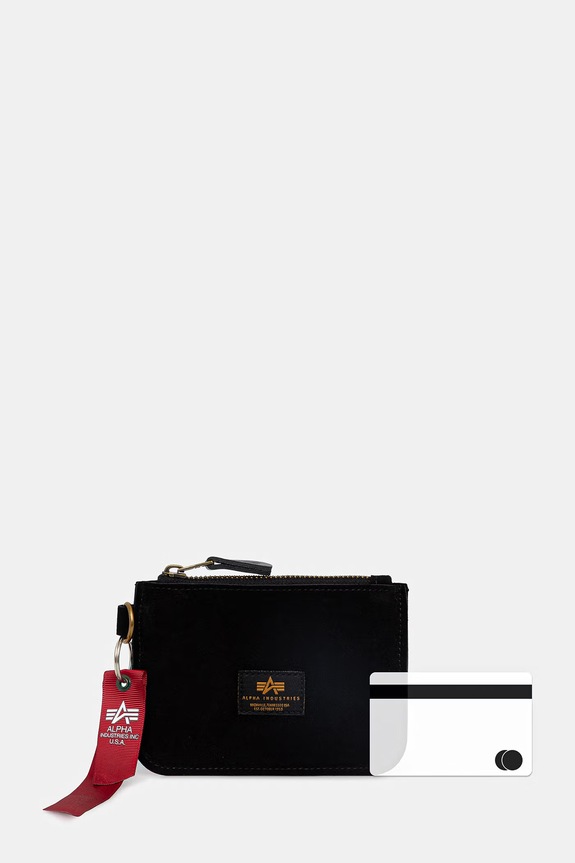 Alpha Industries portafoglio in pelle Leather Coin Wallet 266966 nero