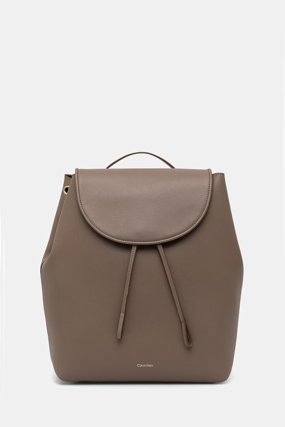 Calvin Klein plecak miejski damski z imitacji skóry beżowy LV04F3505G