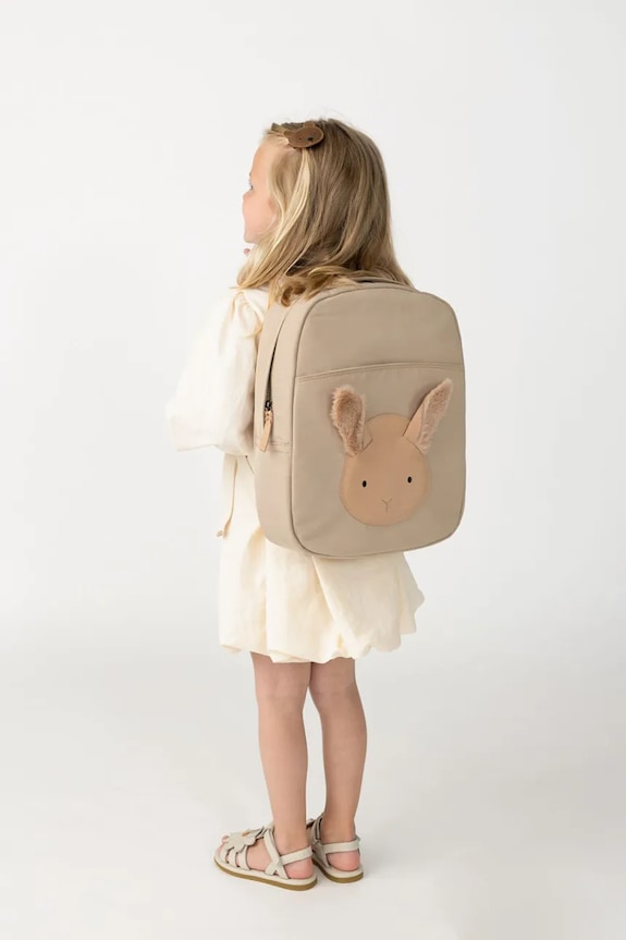 Παιδικό σακίδιο Donsje Pibbe Schoolbag Fluffy Bunny λείο δέρμα μπεζ 5521803