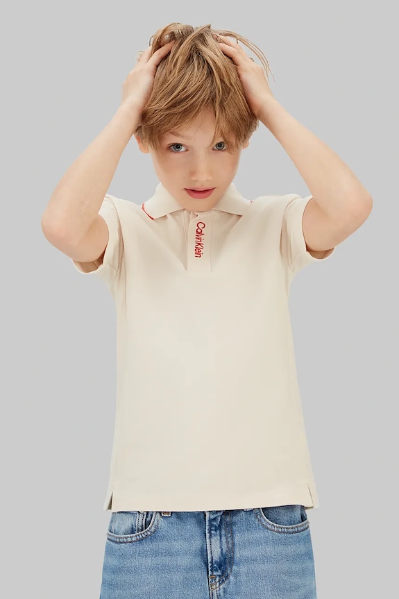 Dječja polo majica Calvin Klein Jeans bež IB0IB02370.128.176.PPY2