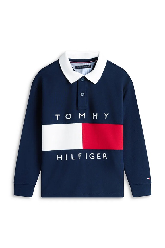 Dječja pamučna majica dugih rukava Tommy Hilfiger KB0KB10354.128.176.PPY2 mornarsko plava SS26